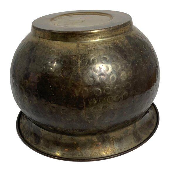 VTG Patina Hand-Hammered Brass Bowl Planter Pot Spittoon Decorative Accent Piece - Picture 10 of 12